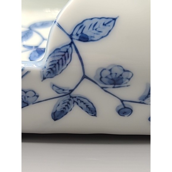 Fitz & Floyd Japan Square Trinket Basket Blue and White With Flowers Handle - Picture 8 of 13